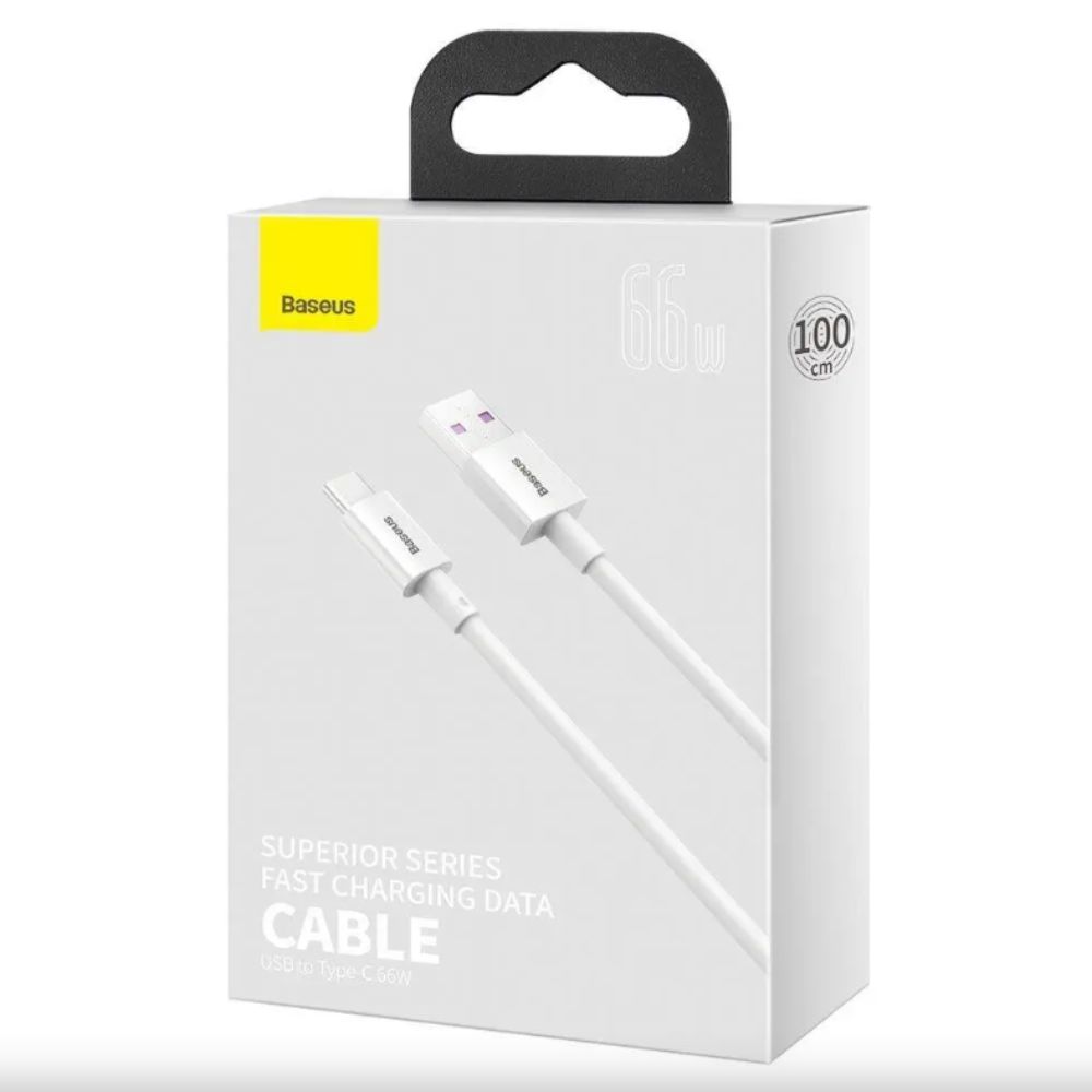 Baseus USB-A - USB-C Kabel 1mtr - Hvid - Billede 3