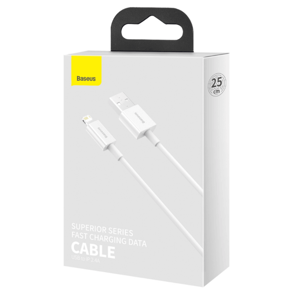 Baseus Superior USB - Lightning kabel 25cm - hvid - Billede 2