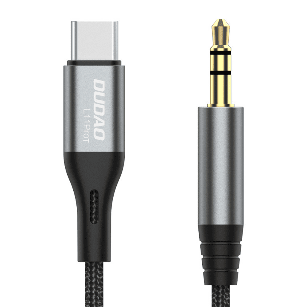 Dudao 3.5mm Jack to USB-C kabel 1m grå