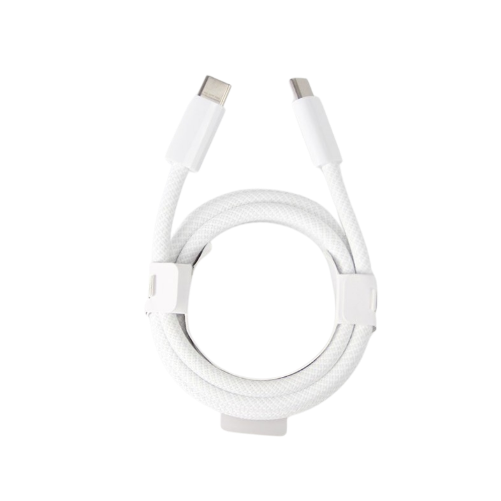 Nylon USB-C til USB-C kabel (240W) OEM 2 mtr - hvid